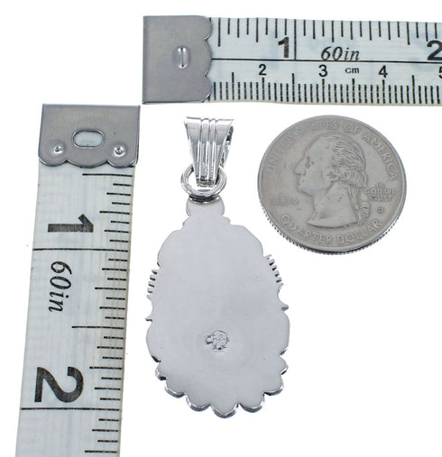 Native American Navajo Genuine Sterling Silver And Turquoise Pendant AX127450
